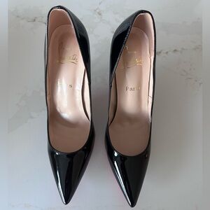 Christian Louboutin Black Patent Pointed-Toe Pumps